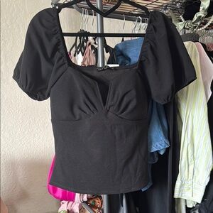 Elegant Black Puff Sleeve Top